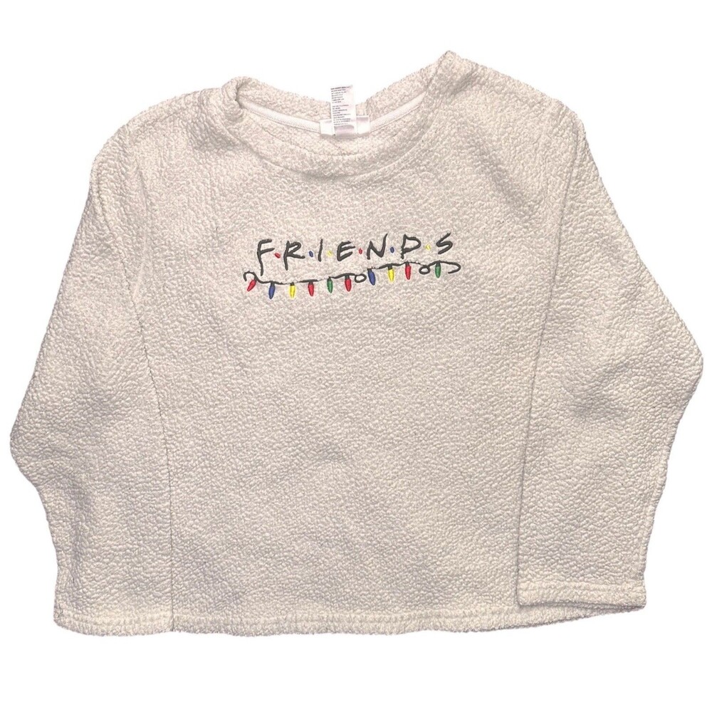 Friends Sherpa Pullover 2X Sleepwear Fleece Sweater White Christmas Lights Cozy